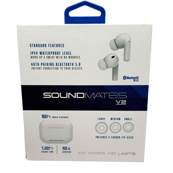 SoundMates V2 Wireless Earbuds Bluetooth 5.0 Headphones Compact Comfortable NEW - Picture 2 of 7